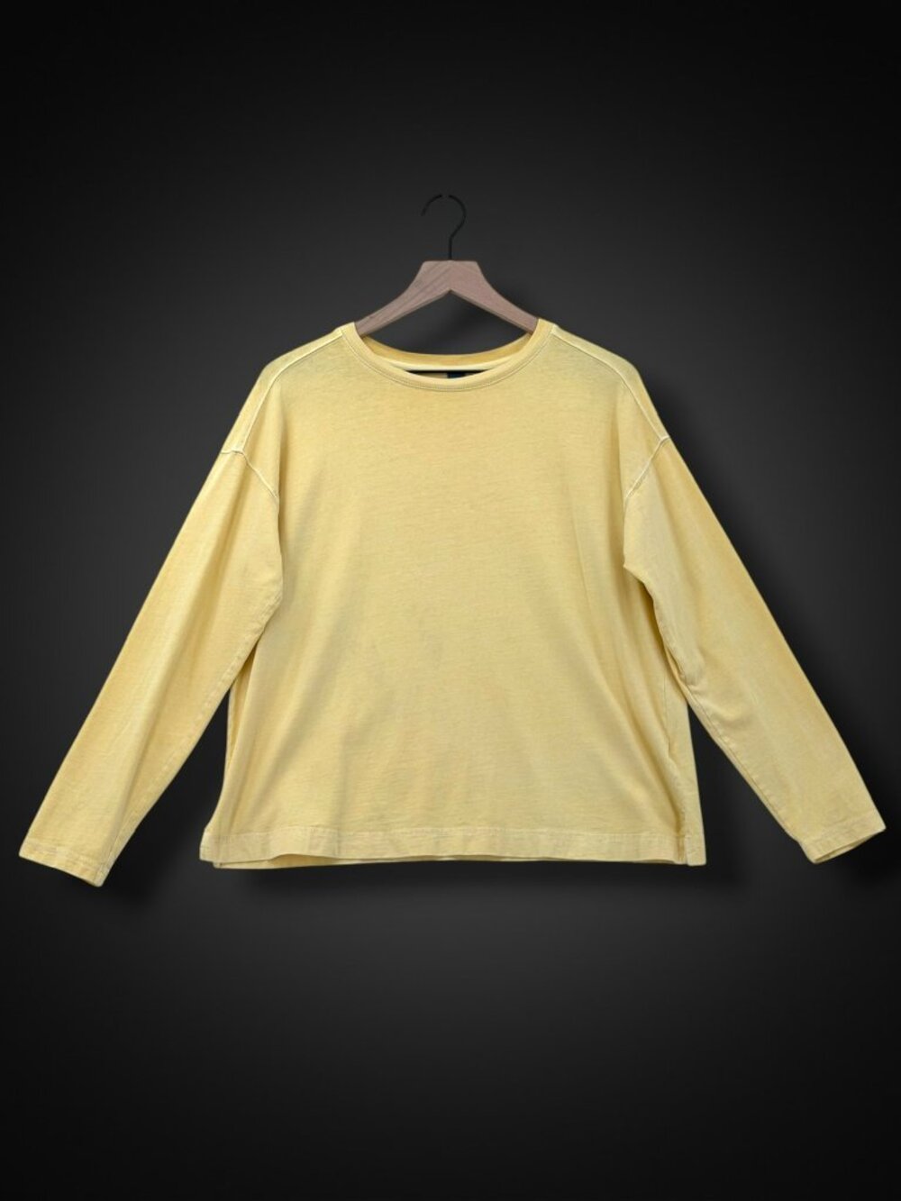 Old Navy Golden Aura Pastel Yellow Cotton Long Sleeve Vintage Tee M